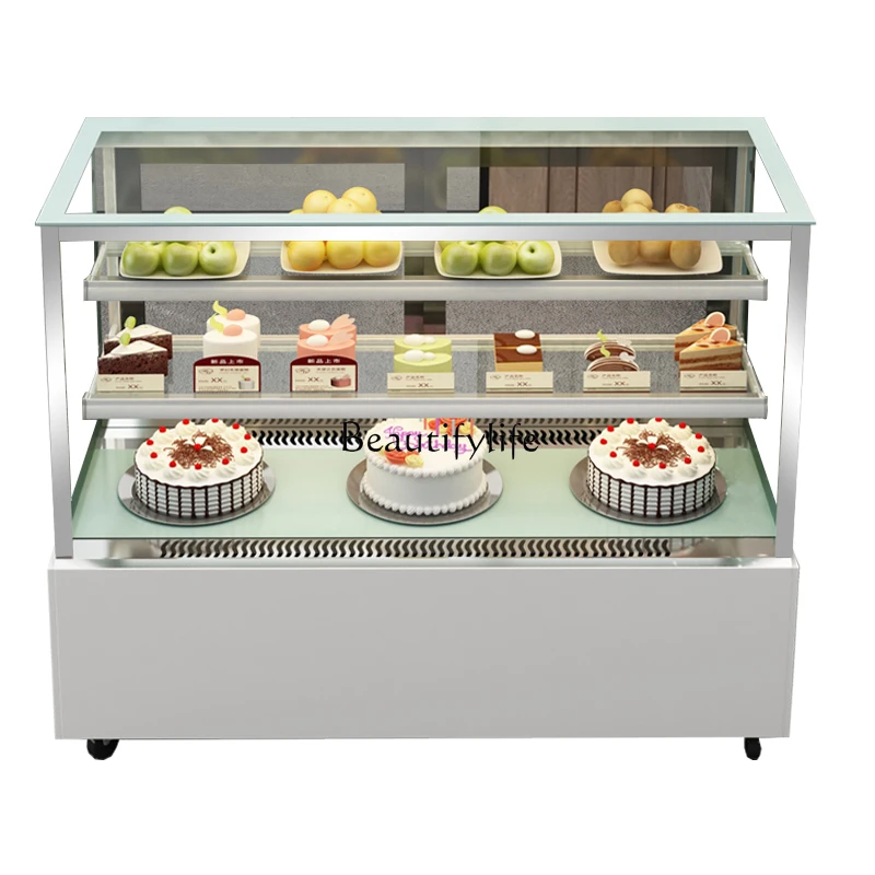 Refrigerated Display Commercial Fruit Deli Mousse Dessert Air-cooled Fresh-keeping Cabinet Right Angle