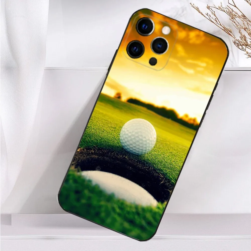 Sport Golf Ball Phone Case For iPhone 16,15,14,13,12,11 Plus,Pro Max,XS,X,XR,SE,Mini,8,7 Soft Silicone Black Cover