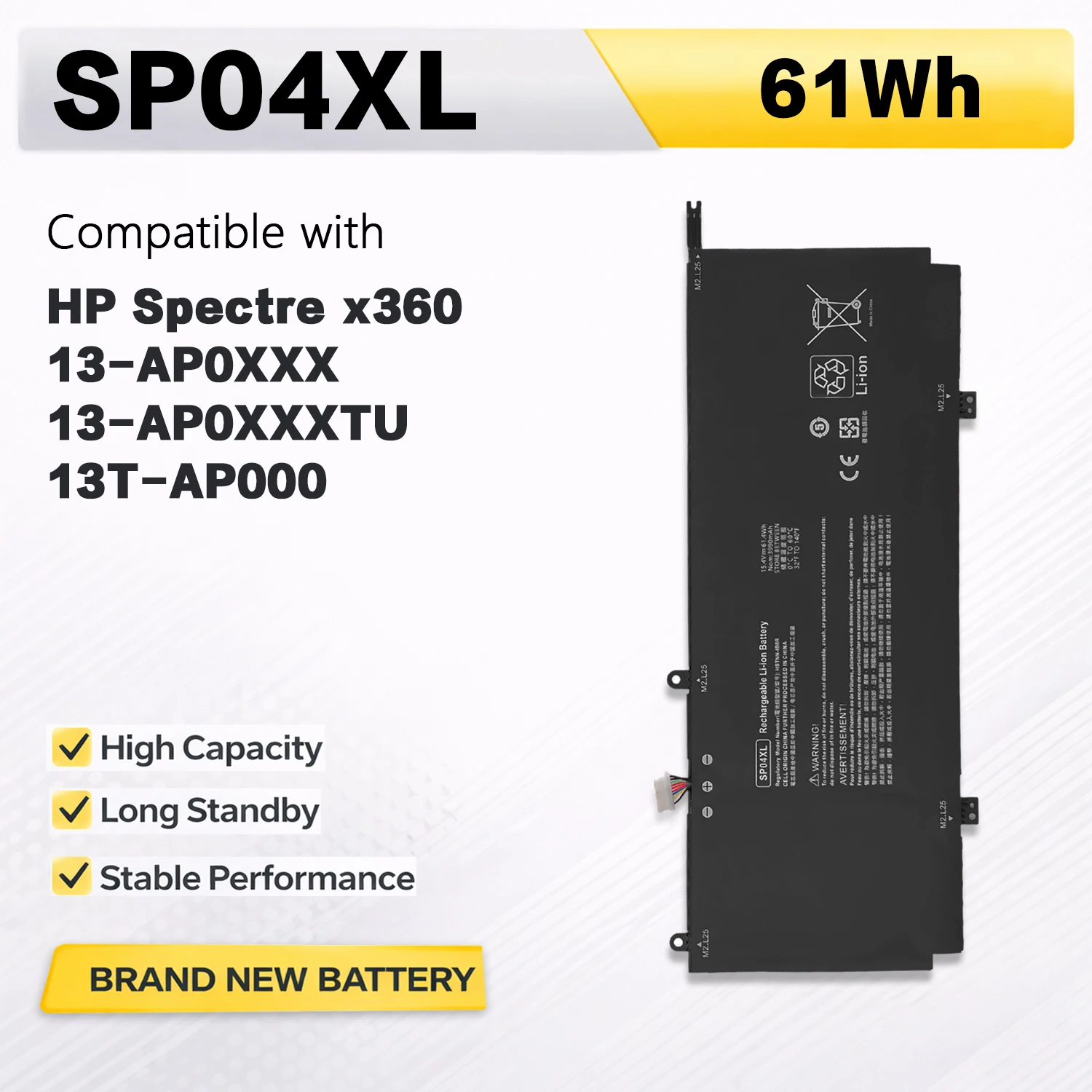 PowerHub SP04XL Laptop Battery For HP Spectre X360 13-AP 13-AP0XXX 13T-AP000 Series L28764-005 15.4V 61Wh