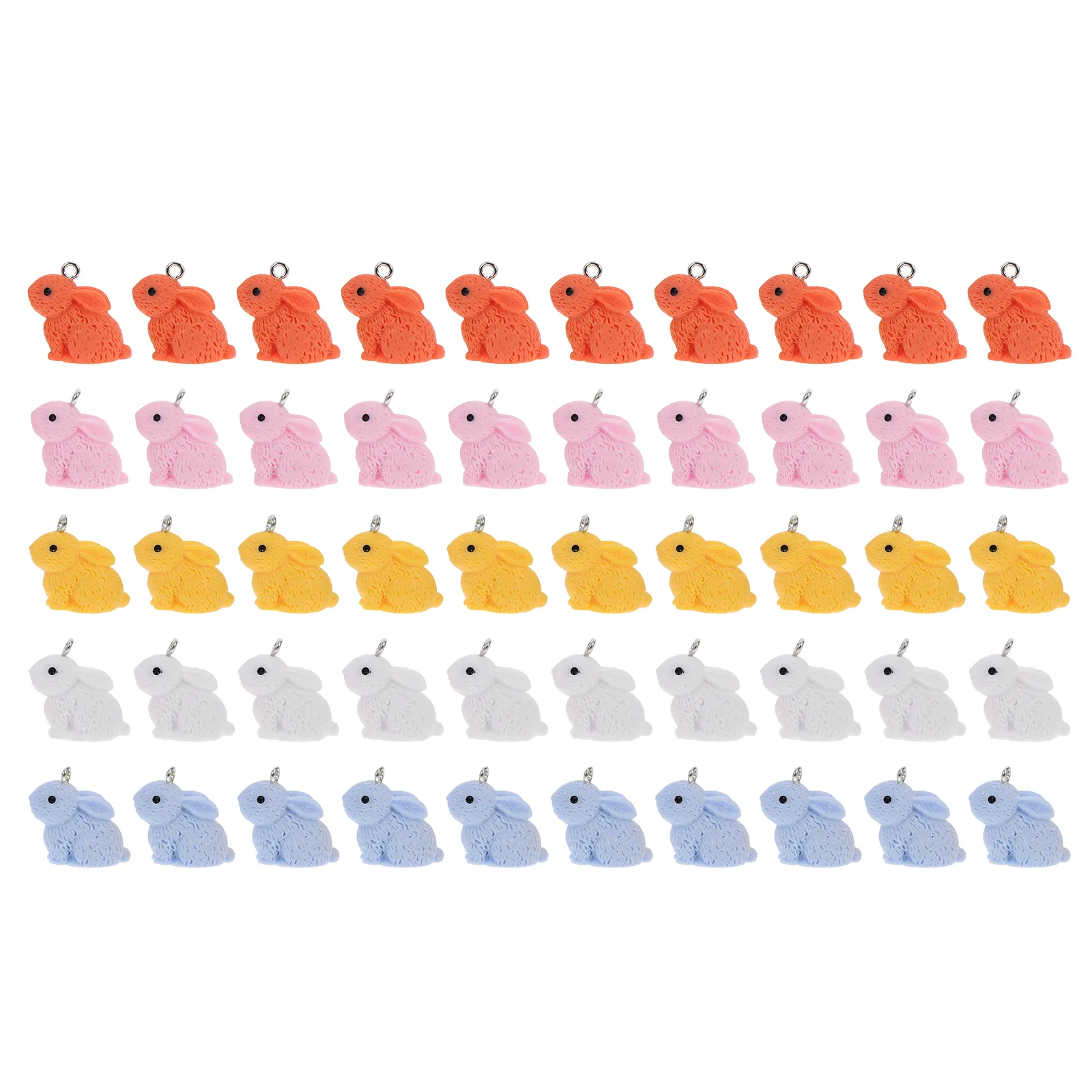 

50 Pcs Resin Rabbit Pendant DIY Jewelry Accessories Simple Bunny Beads Earrings Making Locket Handmade Easter Charms Cartoon