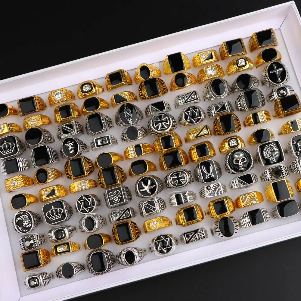 10/20/30/50Pcs/Lot Classics Vintage Fashion Punk Luxury Fingers Rings For Men Women Mixed Style Jewelry Party Gifts Accessories
