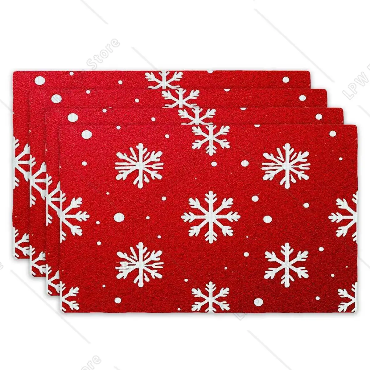 

Набор из 4 шт., плоские салфетки с принтом и узором снежинки, классические зимние символы, прямоугольные коврики для стола для кухни, столовой