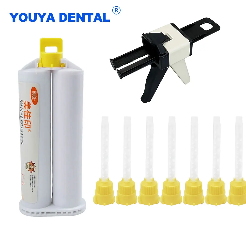 Dental Impression Material Cartridges 50ml 1:1 Ratios Laboratory Products Elastomeric Rubber For Mixing Tips Tube Head Dentistry