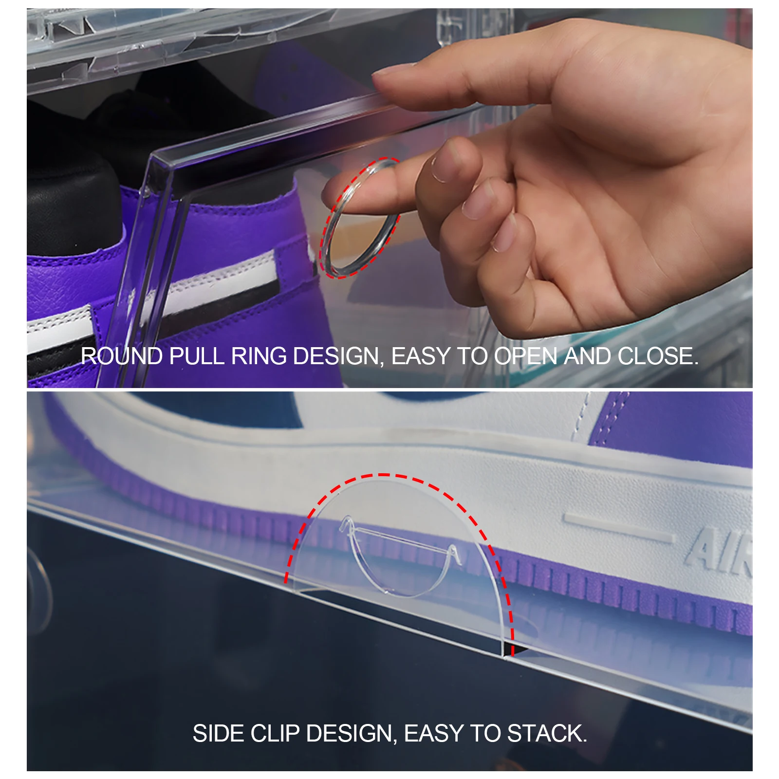 

1pc Plastic Shoes Storage Box Side Door Large Capacity Waterproof Dustproof Transparent Organizer Case For