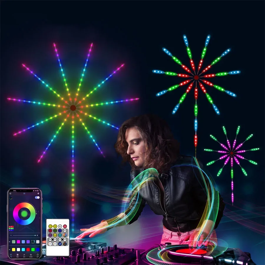 Smart APP Fireworks LED Strips Light RGB Starburst String Lights Smart Firework Clap Light Remote For Bedroom TV Backlight Decor