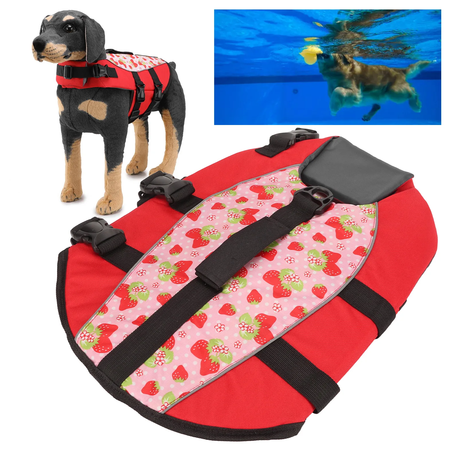 

Dog Life Vest Adjustable Tear Resistant Safe Dog Floatation Swimming Jacket With Back Handle For Medium Large Pets