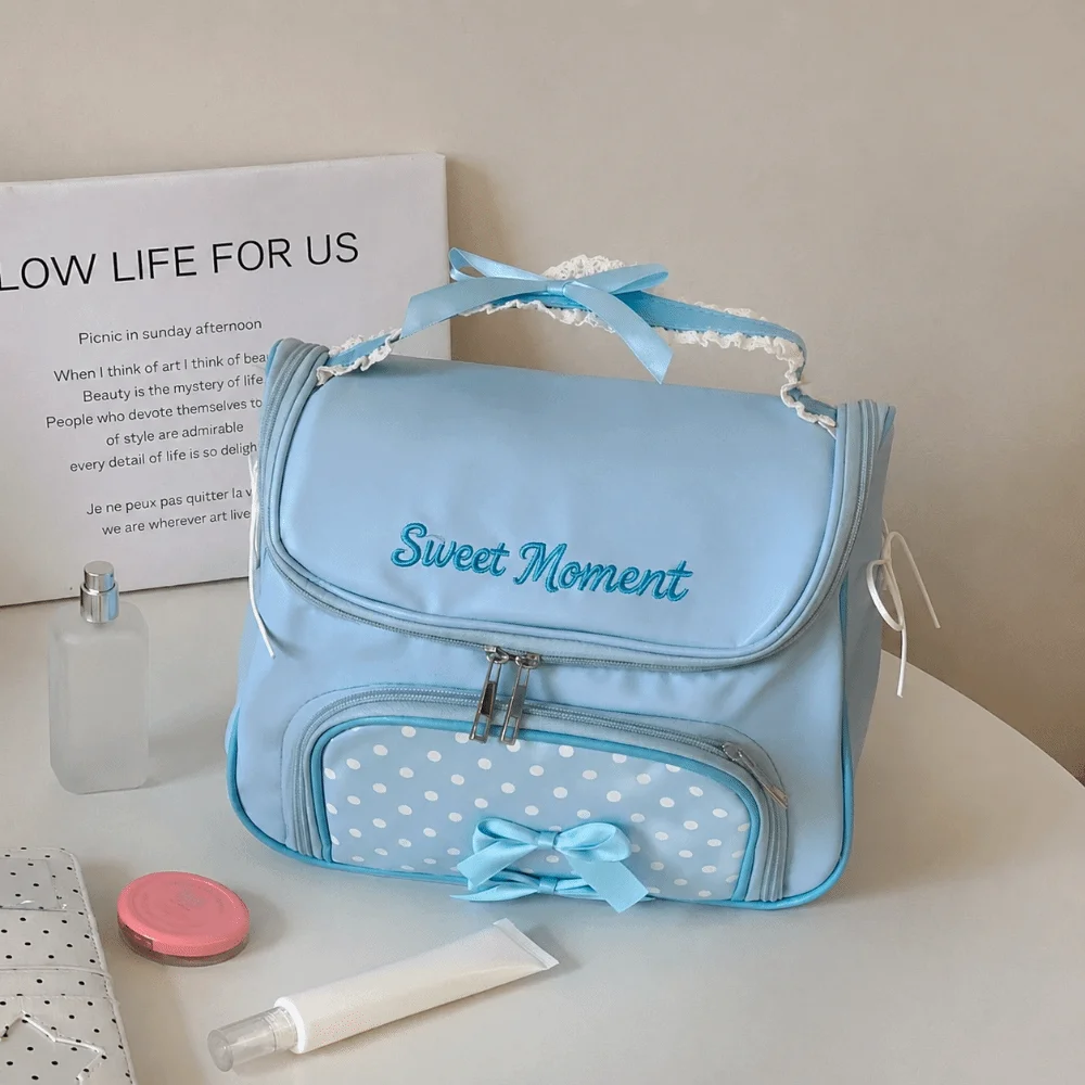 Large Capacity Makeup Bag Portable Water-resistant Handbag Storage Bag PU Leather Multifunctional Travel Cosmetic Bag Outdoor