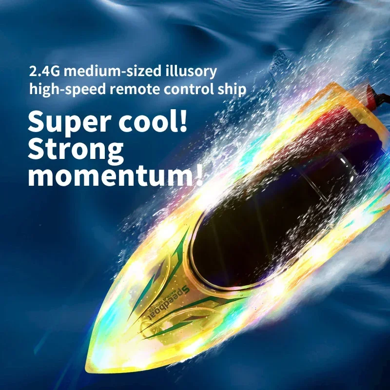 

JJRC Rc Boat Dual Motor 10Km/h Remote Control Speedboat with Light 2.4G Radio-Control Ship Electric Water Toys Children Gift
