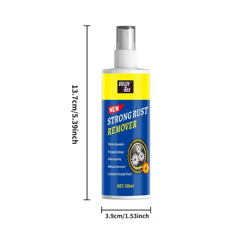 Greedy Tree 100ml Strong Rust Remover Spray - Multi-Purpose Metal Rust Cleaner, Loosens Rusted Parts, Stops Squeaks & Protects M
