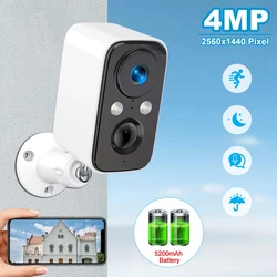UniLook-cámara con batería Solar WIFI de 4MP, batería recargable de 5200mAh, CCTV para exteriores, cámara IP inalámbrica, detección de movimiento PIR