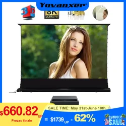 2026 Hot 150 Max Electric Tab Tension Floor Rising ALR Projector Screen Ambient Light Rejecting Motorized for UST Laser TV 3D 8K