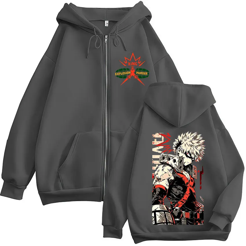 Anime My Hero Academia Katsuki Bakugo Reißverschluss-Hoodies Herrenbekleidung Mode Langarm-Kapuzenpullover mit Reißverschluss Mäntel Jacken – Detail 5