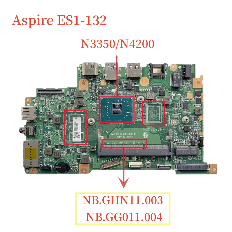 

DA0ZHPMB8F0 For Acer Aspire ES1-132 Motherboard NBGHN11003 NBGG011004 With N3350 N4200 CPU Mainboard 100% Tested Fast Ship