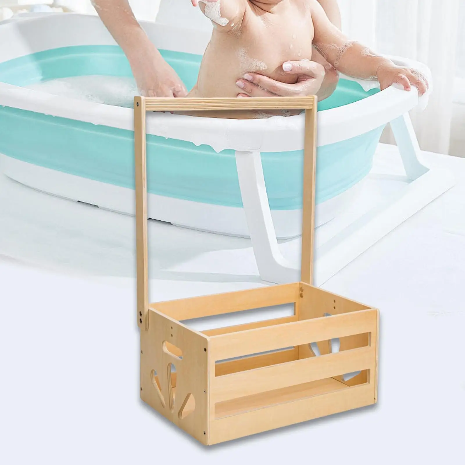 Wooden Baby Shower Crate Closet Storage Basket DIY Sturdy Baby Basket with Handle for Clothes Wipes Outfits Memory Books Socks