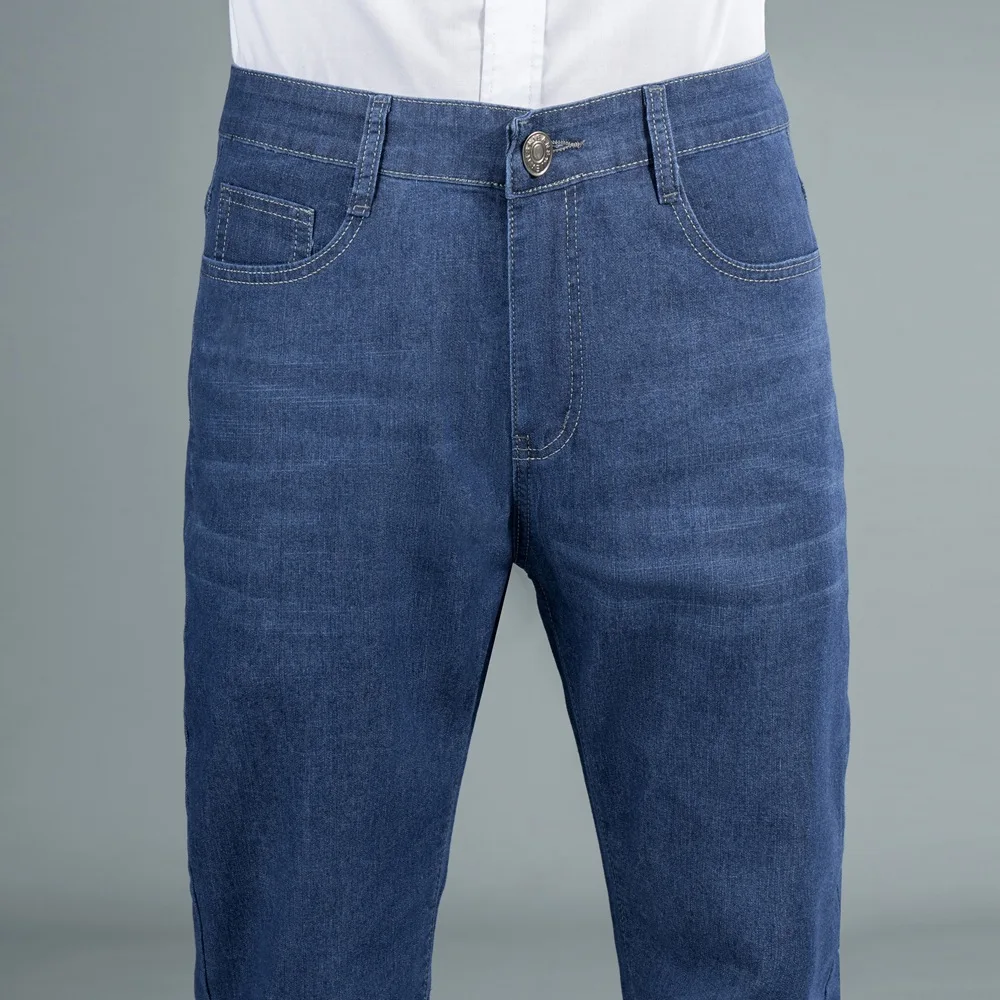 بنطال دينم كلاسيكي بقصة ضيقة للرجال كاجوال عصري بقصة ضيقة للتخسيس ريترو أزرق أسود لونين #2