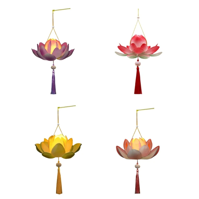 Amazing Blossom Lotus Flower Light Lamp Party Glowing Lanterns for Mid-Autumn Festival Gift Dancing Props Lightweight