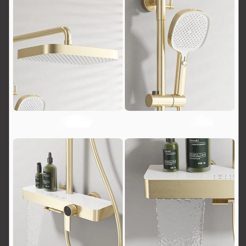 Montado na parede piano digital conjunto de chuveiro do banheiro 12 Polegada chuvas cabeça chuveiro cobre torneira do banheiro sistema chuveiro piano quente e frio