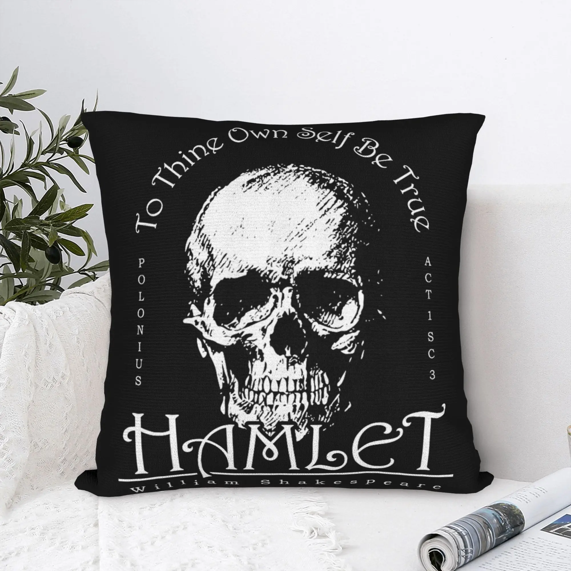 Soft Shakespeare Hamlet Skull Pillowcase Polyester Cushion Cover Decorations To Thine Own Self Be True Pillow Case Cover Seater