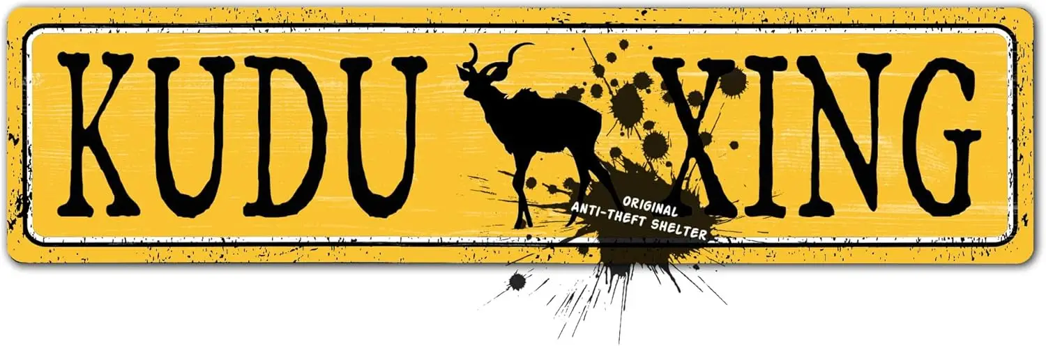 Vintage Kudu Xing Crossing Sign, Animal Kudu Crossing Metal Tin Sign Decor, Rustic Wall Decorations, Rural Street Road Traffic S