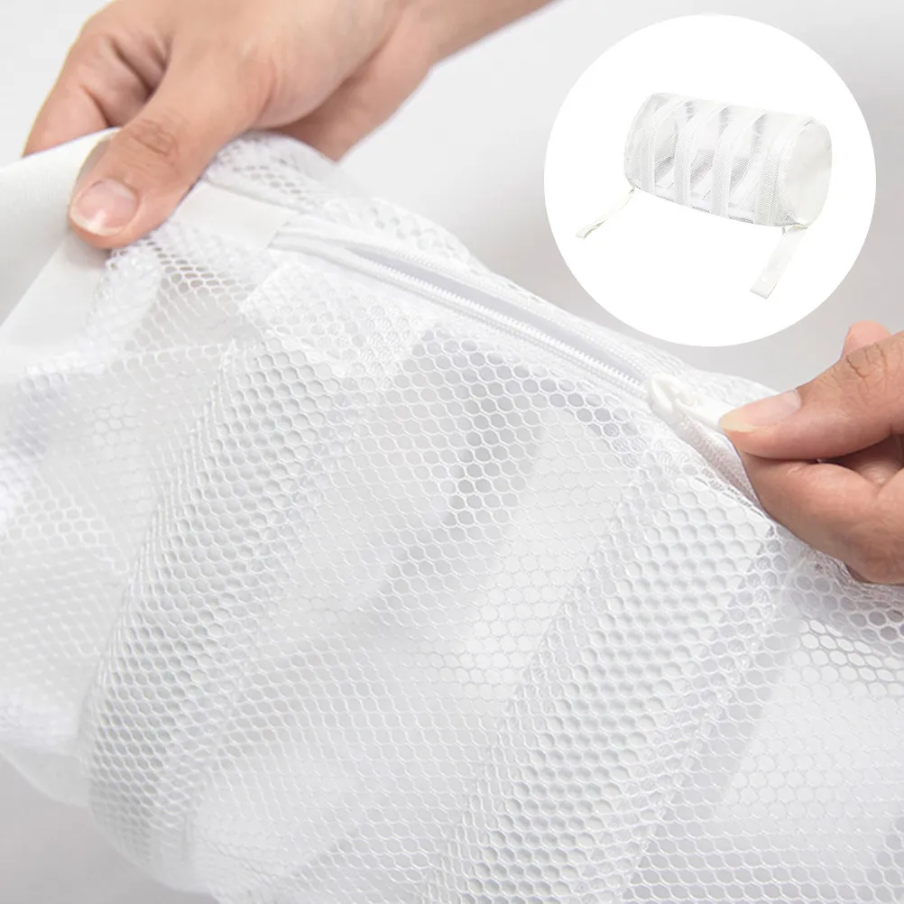 3Pcs Shoe Wash Bag Mesh Cylinder Design Zipper Secure Closure for Sneakers Socks Hosiery Bras Lingerie Tshirts Baby Clothes