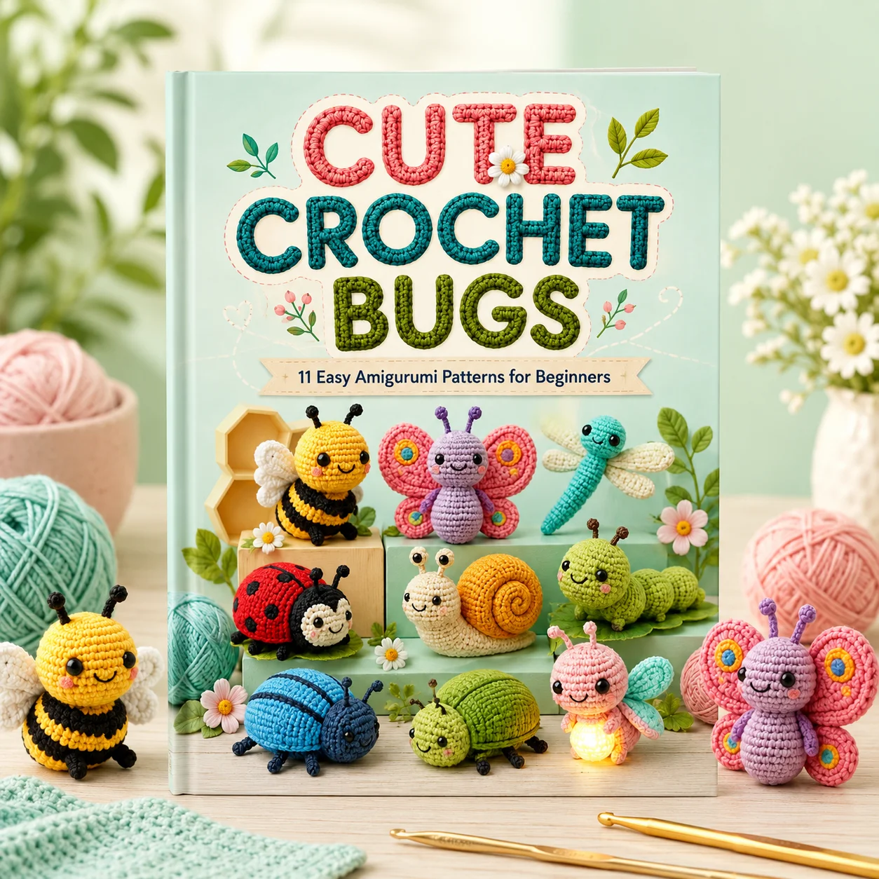 Cute Crochet Bug Crafting Guide A5 Spiral Notebook for Kids and Adults DIY Insect Amigurumi Patterns