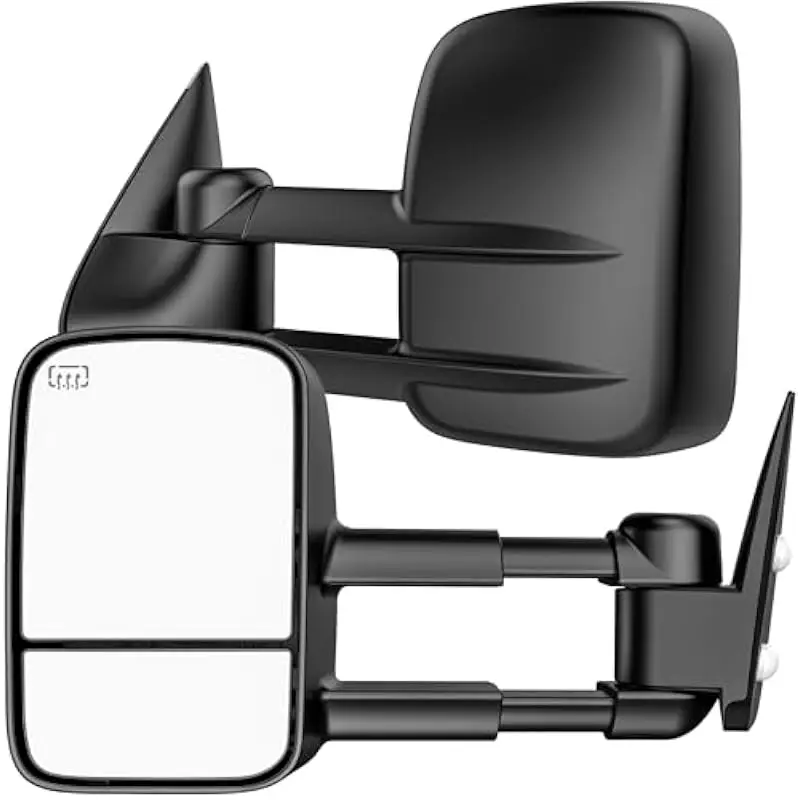 Heated telescoping tow mirrors for 1999–2002 Silverado Sierra Tahoe Suburban Avalanche Yukon — ABS aluminum construction, dual-s