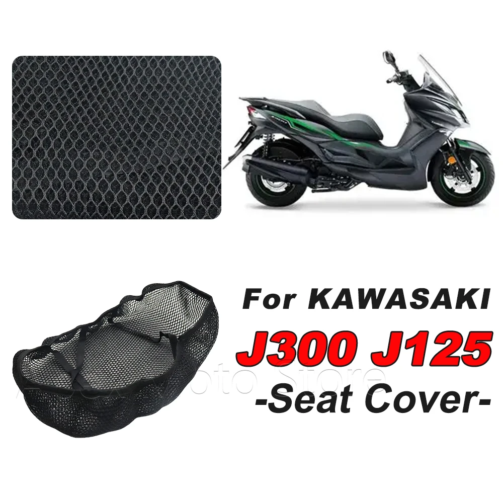 For KAWASAKI J300 J125 Motorcycle Seat Cover 3D Mesh Fabric Seat Breathable Heat Insulation Protect Cushion