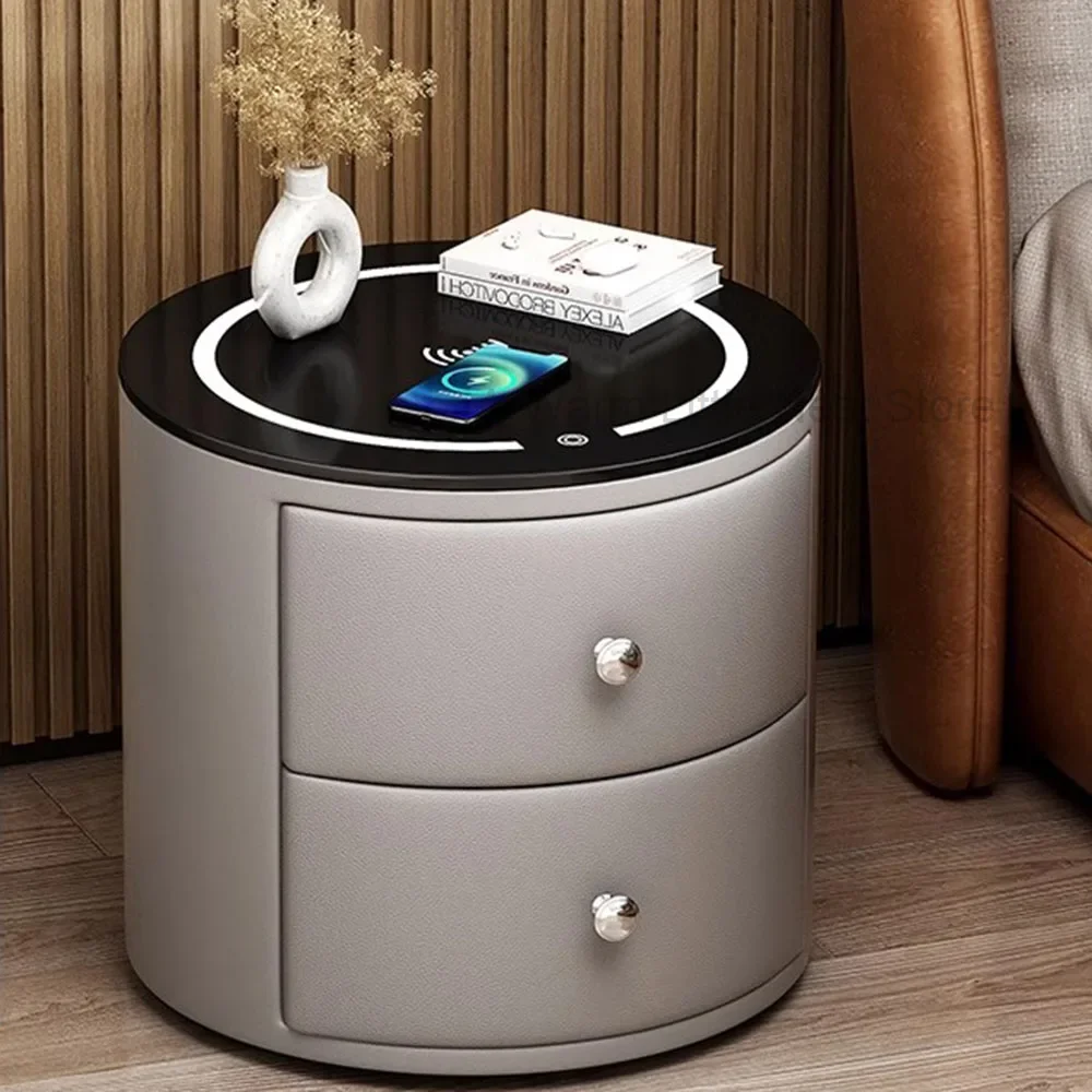 Drawers Nordic Bedside Table Bedroom Smart Mobile Storage Nightstands Luxury Multifunction Muebles Household Civil Furniture