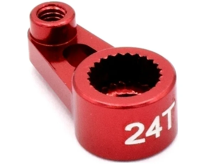 Hot Racing Alum. Short Servo Arm 24T for Traxxas 2080 to Hitec 24T Servo Red for 1/16 Traxxas E-Revo/Slash/Summit/Rally