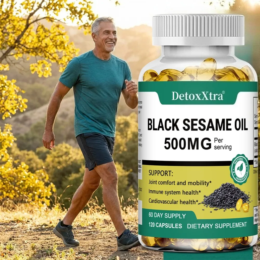 

Black Sesame Oil 500 Mg Per Serving, Support Joint Comfort & Flexibility, Immune System Health, Cardiovascular Health