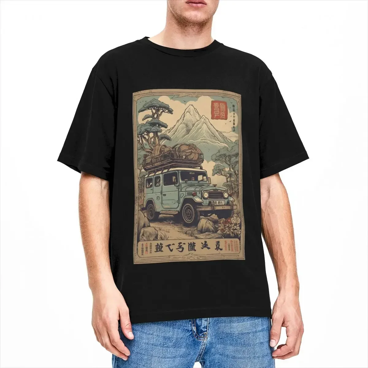 Vintage Classic Land Cruiser Overlanding T Shirt Men Pure Cotton Landcruiser FJ40 Off Road Tee Shirt Summer Clothing