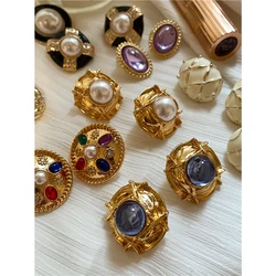 Stud Earrings for Women Blue Vintage Gold Black