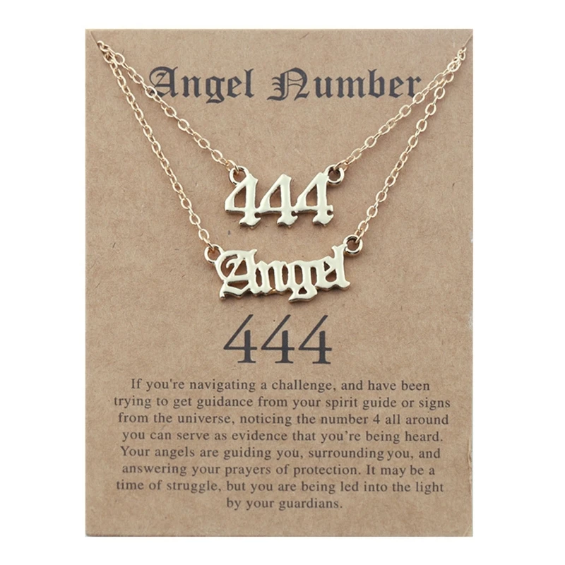 2Pcs Exquisite Angel Number Necklace for Women 111 222 333 444 555 777Pendant Choker Jewelry English Numerology Necklace