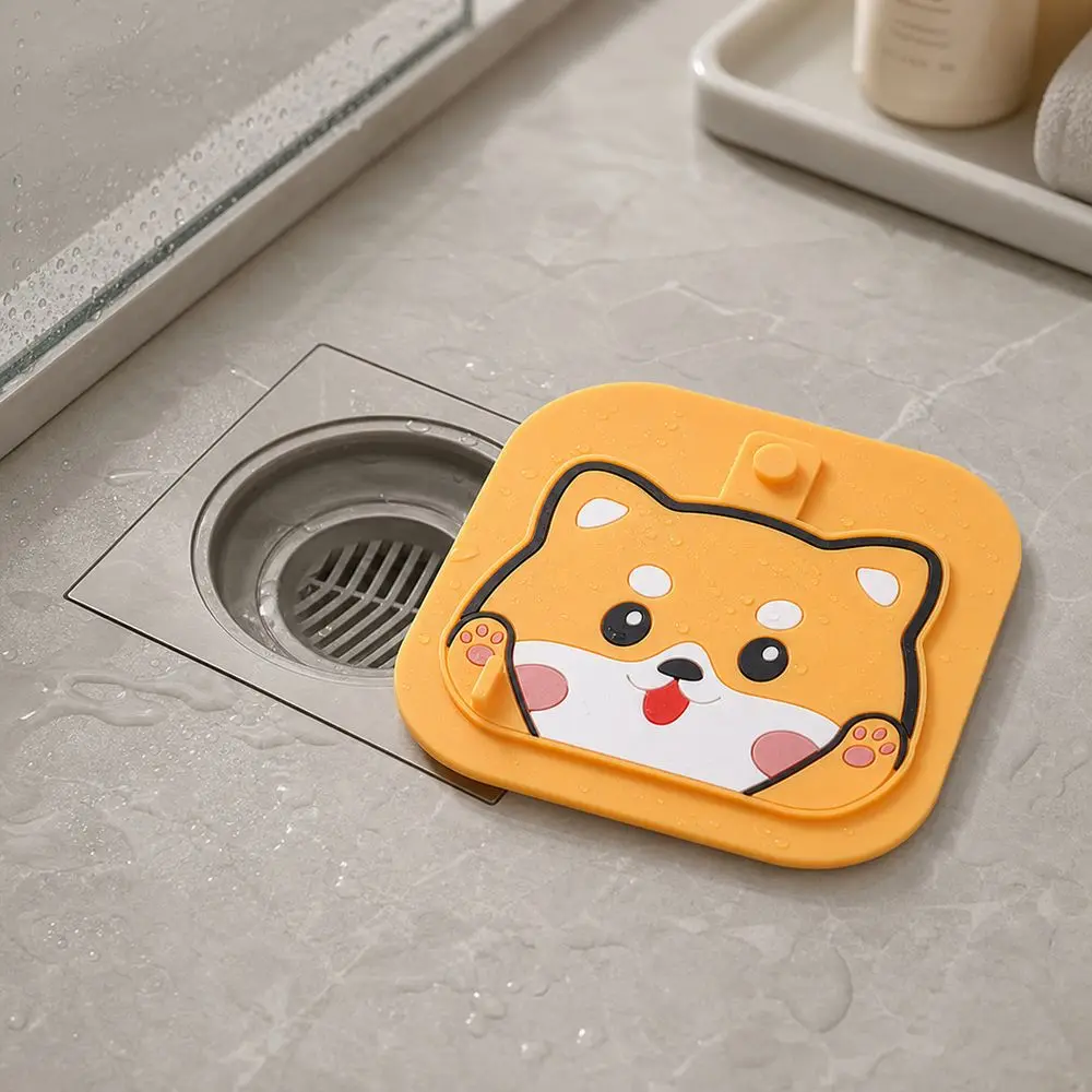 Insect-proof Sewer Floor Drain Cover 2in1 Reusable Sink Drain Plug Anti-Odor Cartoon Sewer Pipe Cover