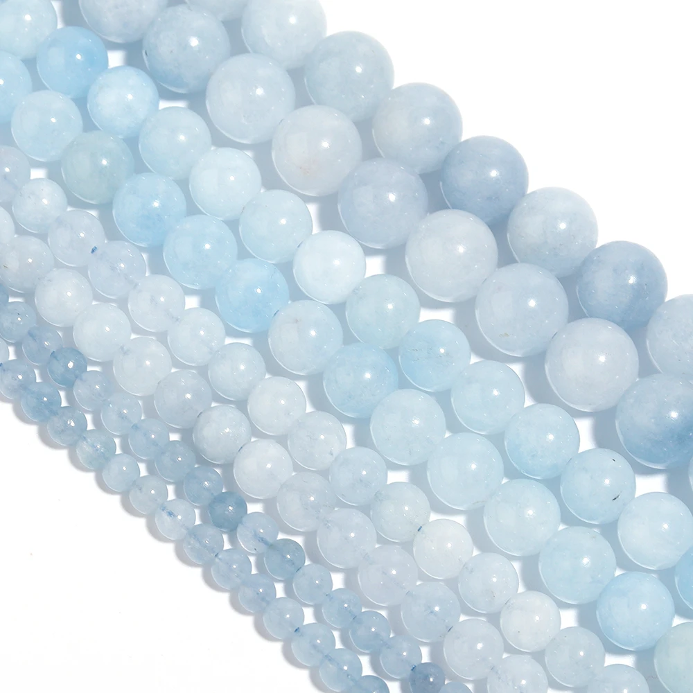 4 6 8 10mm Natural Sea Blue Stone Beads For Jewelry Making  Loose Round Beads Diy Jewelry Necklace Charm Accessories