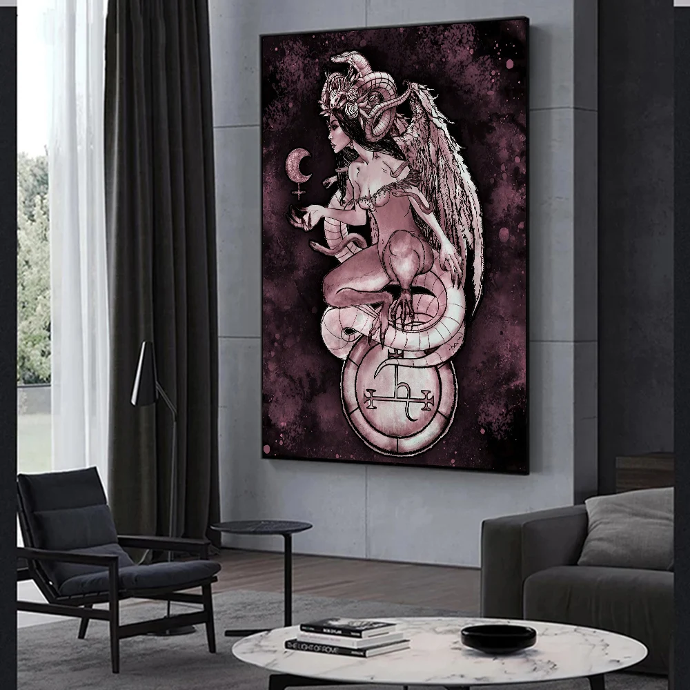 

Occult Mother of Demons Poster, Garden of Eden, Dark Goddess, Lilith Canvas Painting, Room Wall Decor, Witchcraft Art Picture