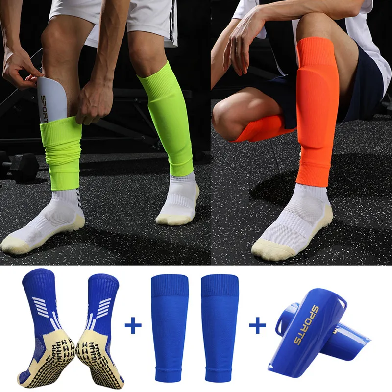 Hight Elasticity Shin Guard Sleeves For Soccer Adults Kids Anti Slip Football Socks With Leg Shinguards Sports Protective Gear