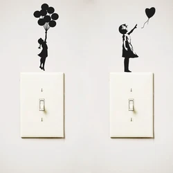 Banksy Theres Always Hope Fashion Bedroom Decor Decal Vinyl Switch Sticker, Flying Balloon Girl Cartoon Vinyl Switch Decals