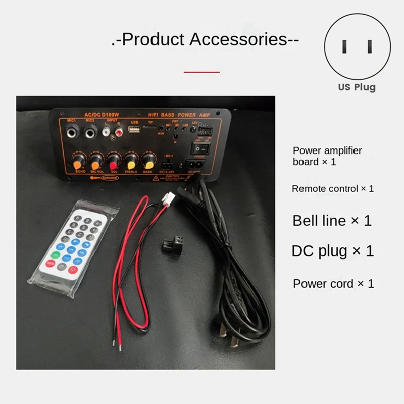 Papan Amplifier Bluetooth, Max 300W 12V 24V 220V papan Amplifier Subwoofer mendukung mikrofon untuk Audio rumah mobil
