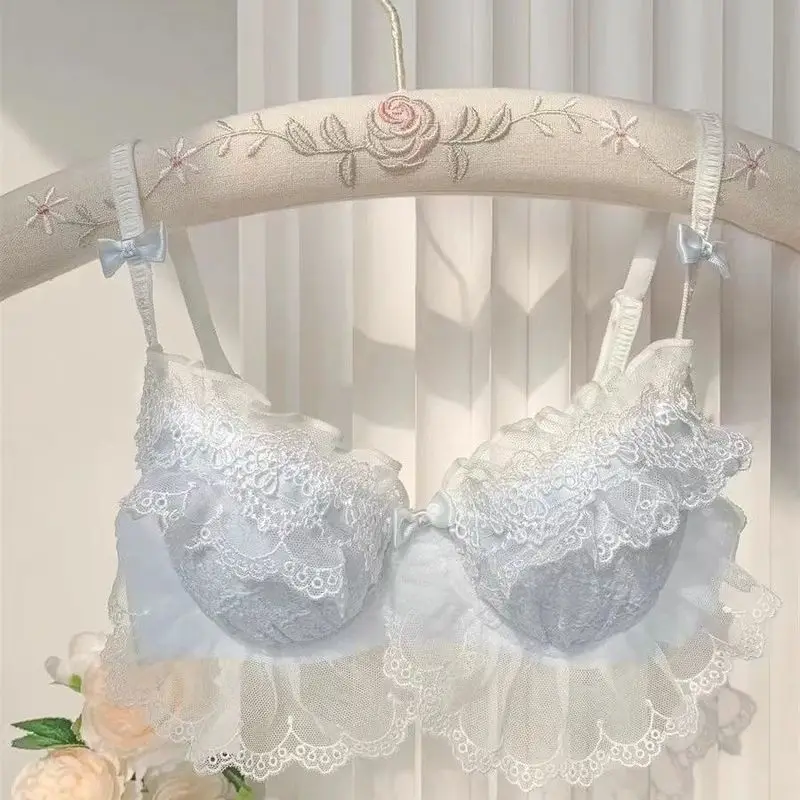 Japanese Lolita Lingerie Set Gathers No Steel Rings Sexy Bra Pure Desire Lace Lifting Bra Sweet Lolita Lingerie Bra