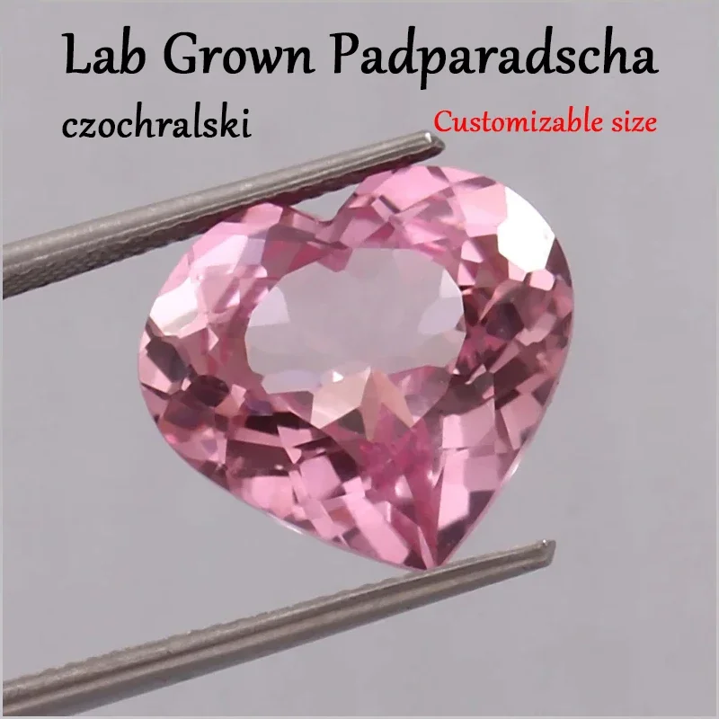 

Padparadscha сапфировое сердце огранки Lab czochralski с бусинами из драгоценных камней AGL для женщин серьги ожерелье изготовление ювелирных изделий DIY подвески