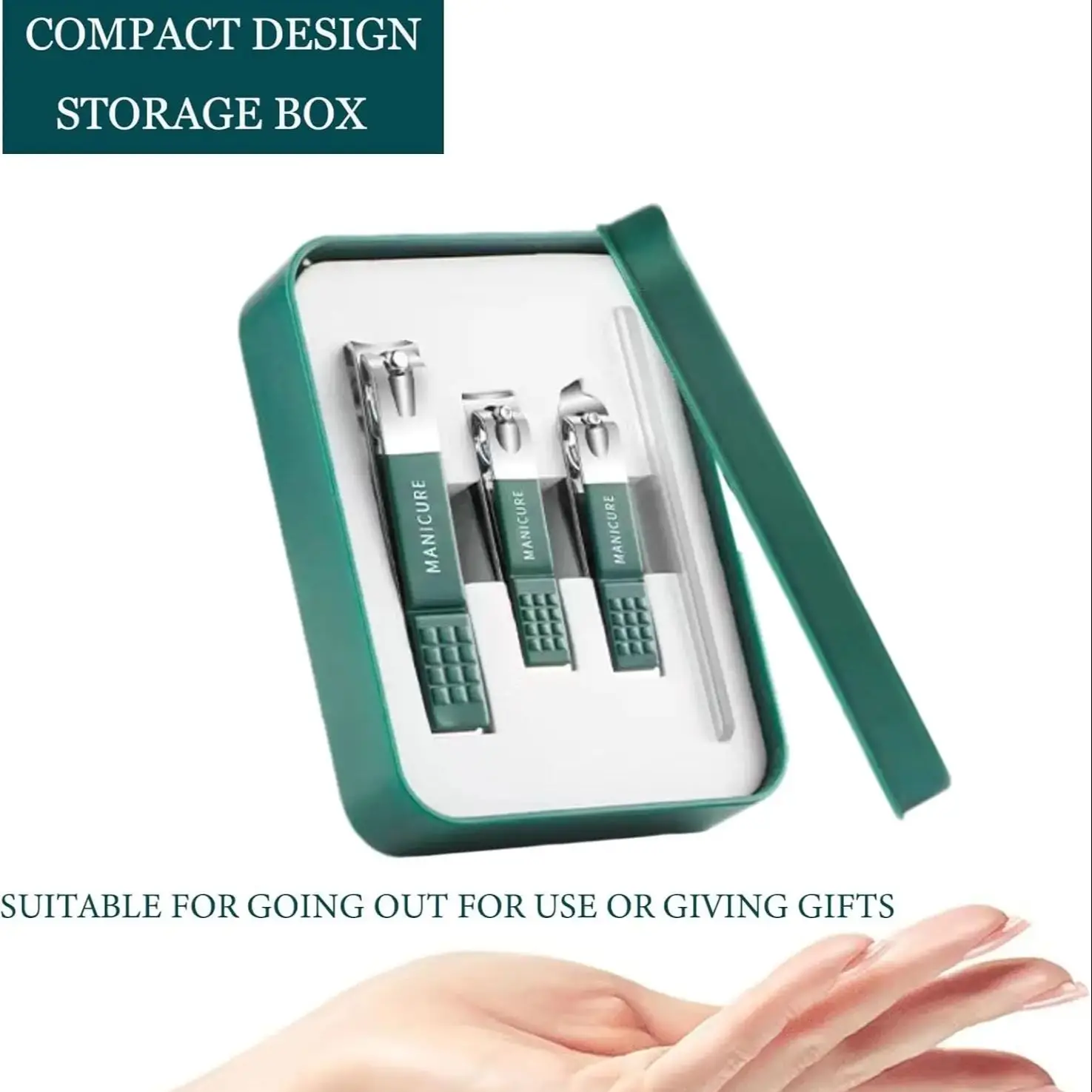 Nail Clippers Set  Self Collecting Stainless Steel Nail Cutter Sharp Oblique Toenail Clippers Nail File 4 Pieces