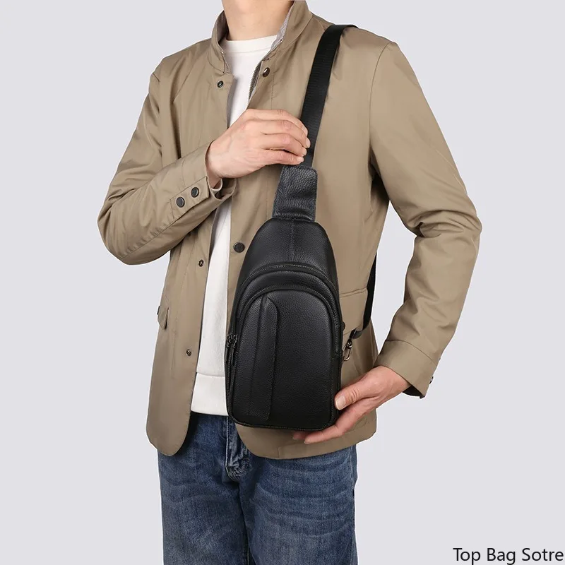

Men's Large Capacity Chest Bag Soft Leather Crossbody Bag Water Resistant Casual Daily Travel Shoulder Bag