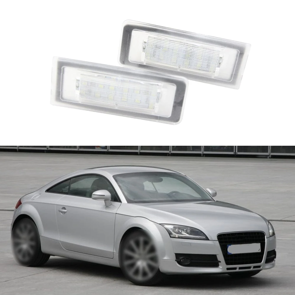 2Pcs 24LED License Plate Light For Audi TT 8N 1999-2006 8N0943021A 8N0943022A ABS Xenon White Light Clear Cover Color Car Lamps