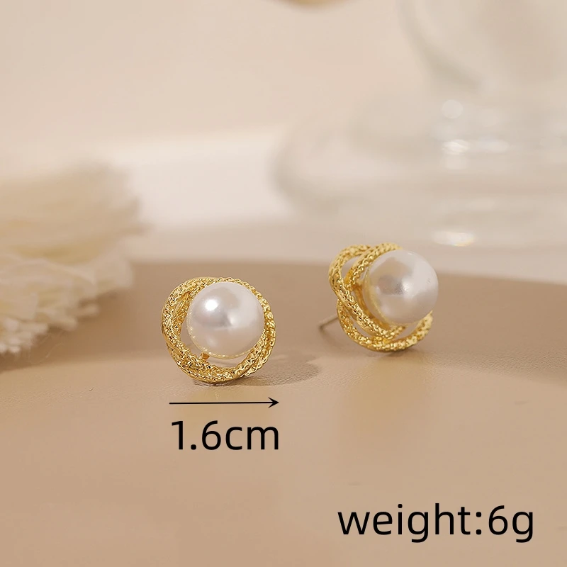 كبير الملتوية عبرت جولة تقليد اللؤلؤ وأقراط للنساء مزاجه موضة لطيف الهندسة مجوهرات اكسسوارات هدية