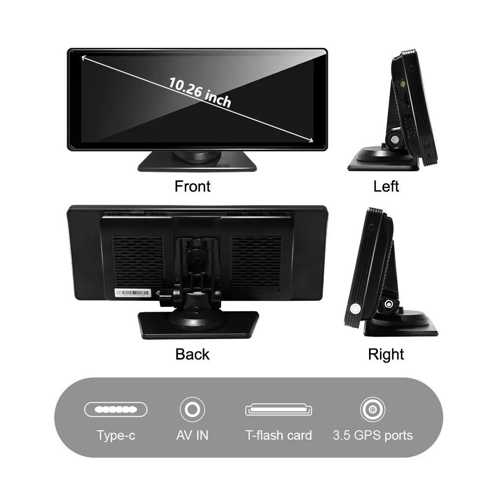 نظام أندرويد 4G WIFI 10.26 بوصة Carplay وAndroid Auto 4g Siri/google YouTube Assistant مشغل الوسائط المتعددة Adas Gps DVR