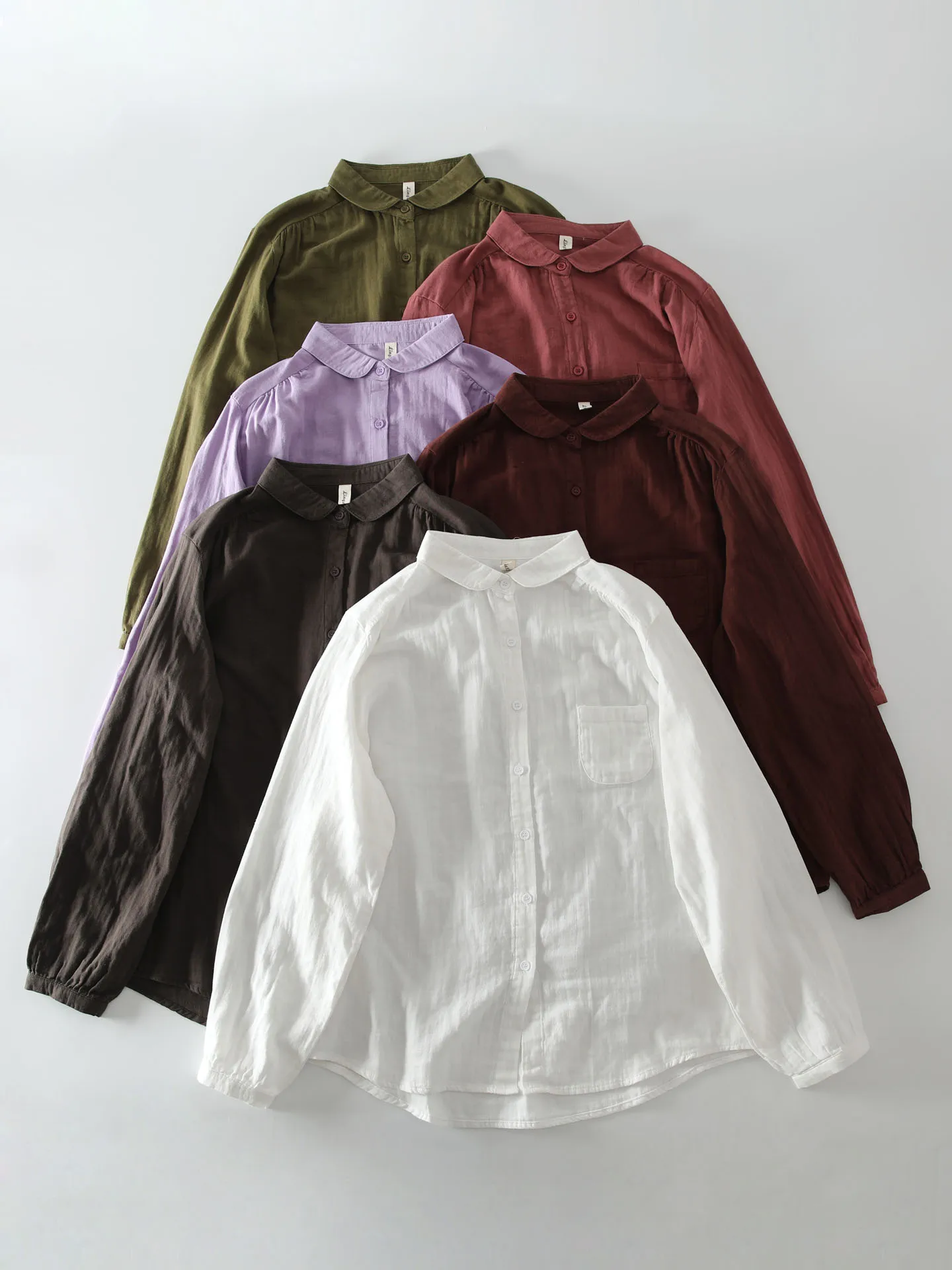 

Новая весенняя женская рубашка из двойной марли с длинным рукавом, однотонная, свободного кроя, мягкая, приятная к телу, на пуговицах