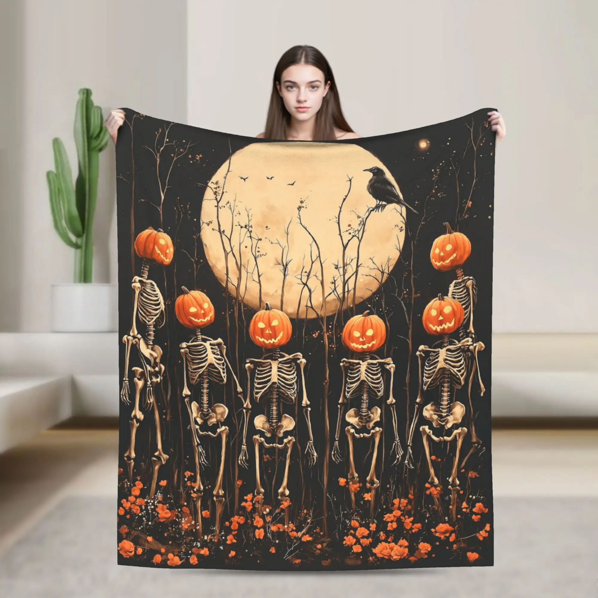 Super Warm BlanketKids Airplane Travel Introvert Skeleton Halloween Throw Blanket  Flannel Bedspread For Fluffy Sofa Bed Cover