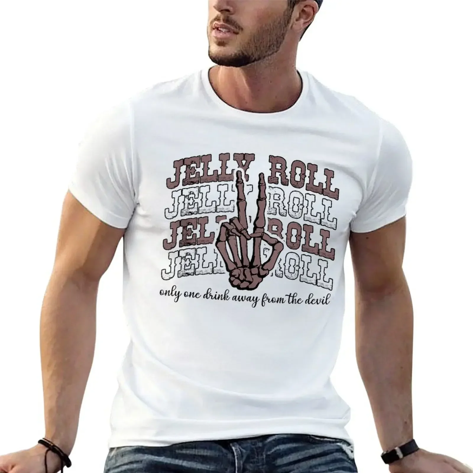 

Only One Drink Away From The Devil - Jelly Roll T-Shirt customizeds new edition customs design your own t shirt men