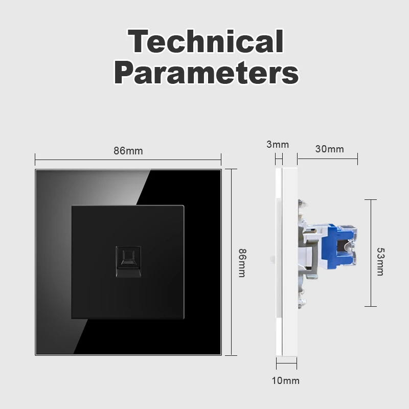 Cat6 rj45 wall socket network socket with TV wall data double socket telephone crystal glass panel rj45 network socket computer